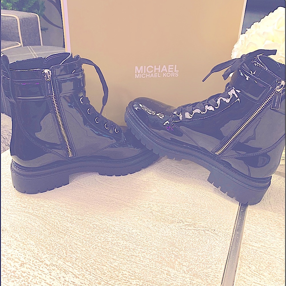 Michael Kors Patent Leather Combat Boot - Black SZ 8 worn once